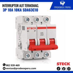 Interruptor Termomagnético Trifásico 3P 10A Curva C | steck