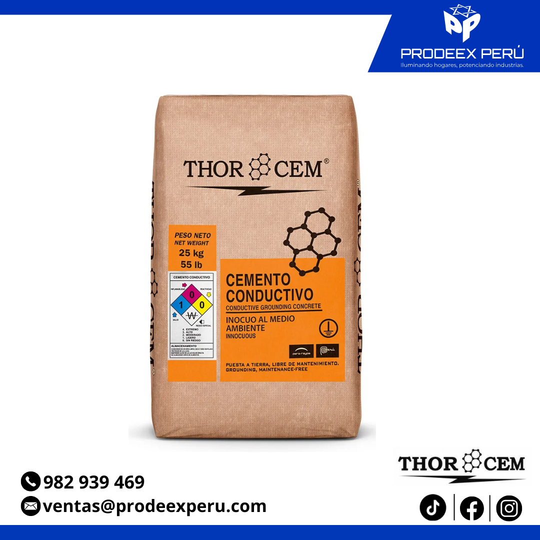 Cemento conductivo p/puesta a tierra 25kg THOR CEM